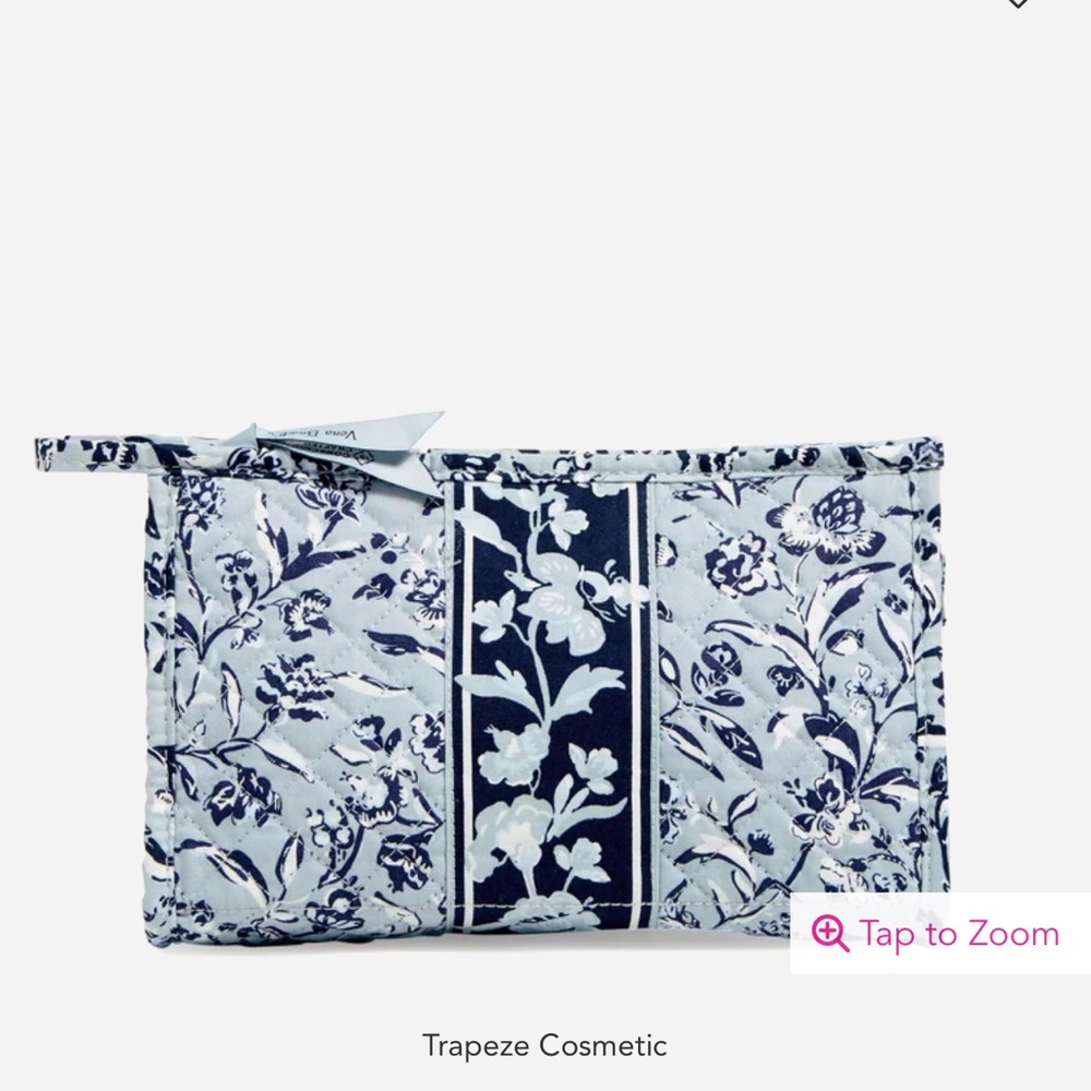 NWT Vera Bradley Trapeze Cosmetic in Perennials Gray